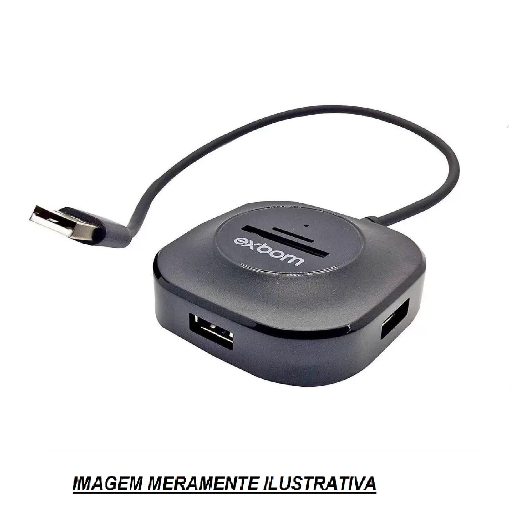 caixa master 60 unidades  HUB USB 5 em 1 UH-R23 Exbom com 3 Portas USB 2.0 + 1 Leitor de Cartão microSD + 1 SD 