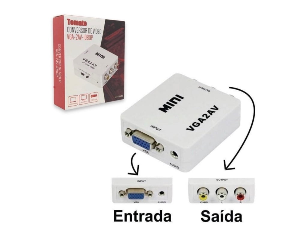 Conversor VGA para AV 1080P Tomate MTV-608 VGA2AV