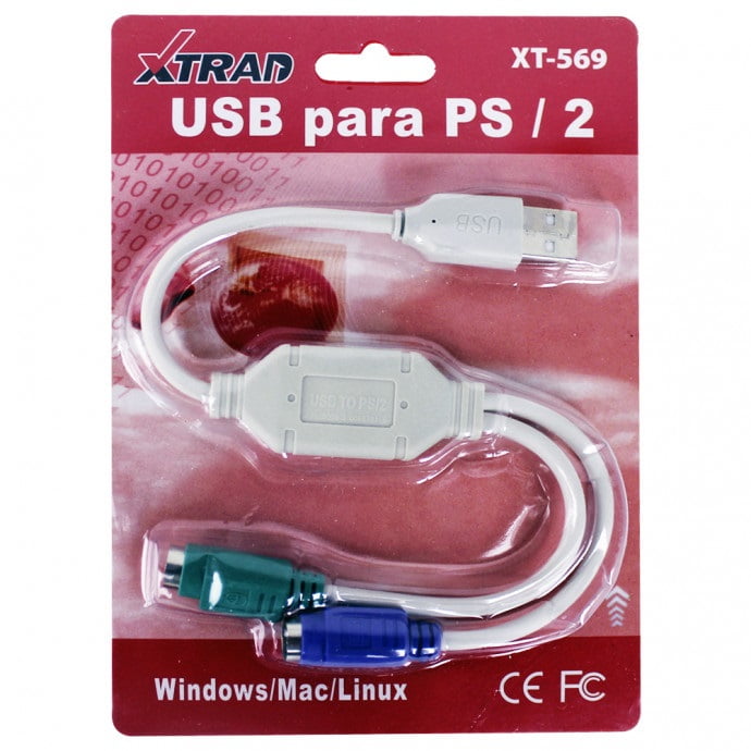 Adaptador USB x PS2 com 2 entrada fêmea - XT-569
