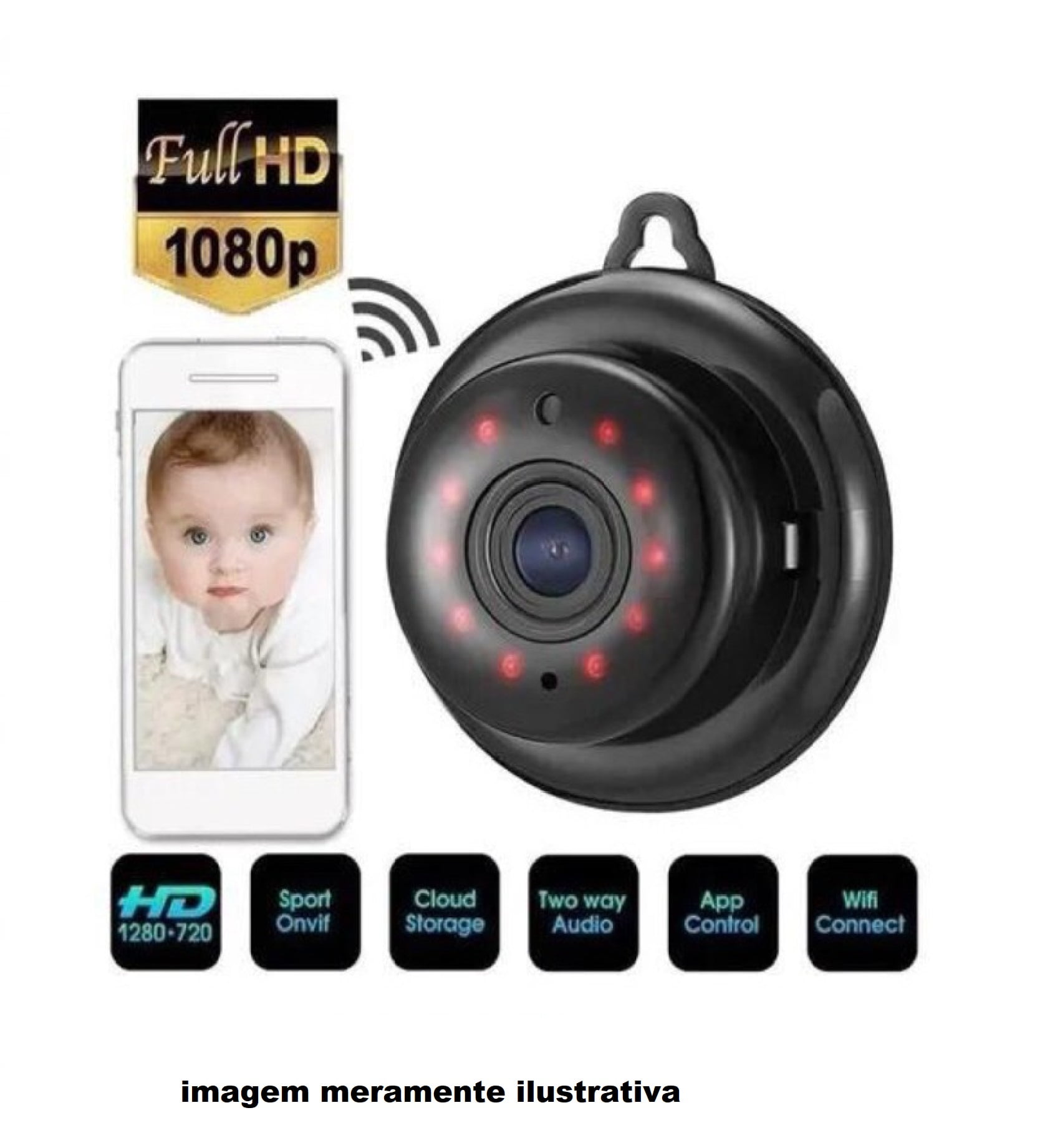 Mini Câmera IP Wifi Smart HD V380-Q11 E-think