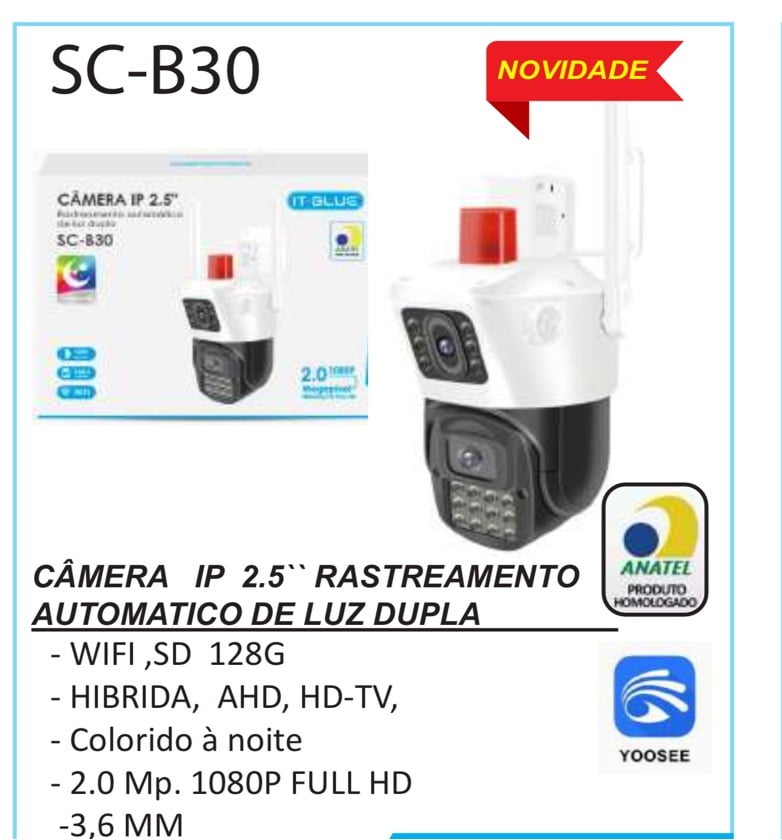 Câmera IP Wi-Fi SC-B30 com Rastreamento Automático e Luz Dupla