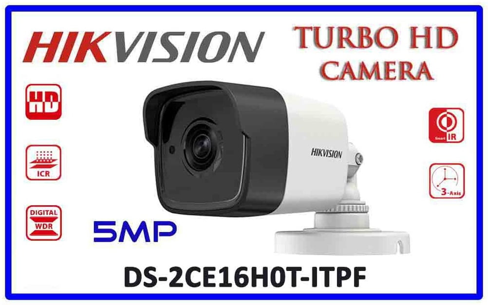 Câmera Hikvision DS-2CE16H0T-ITPF 5 MP Bullet Camera,  OSD menu, 2D DNR, DWDR, lente 3,6mm