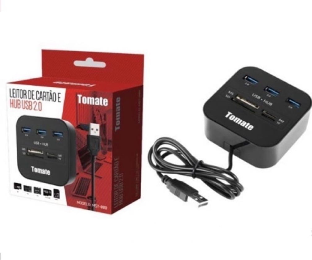 Hub USB com Leitor de Cartão MST-008 Tomate Original