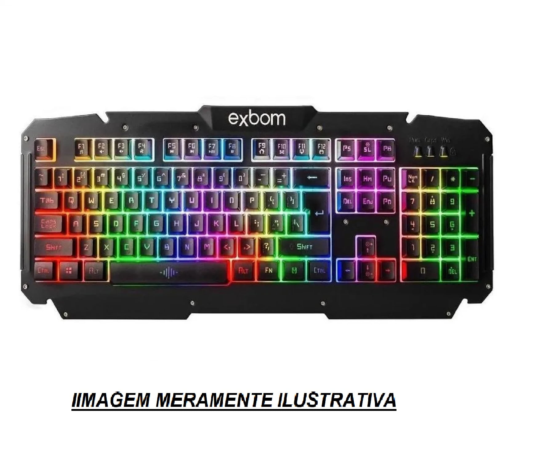 Teclado gamer Exbom BK-G200 QWERTY português Brasil cor preto com luz RGB
