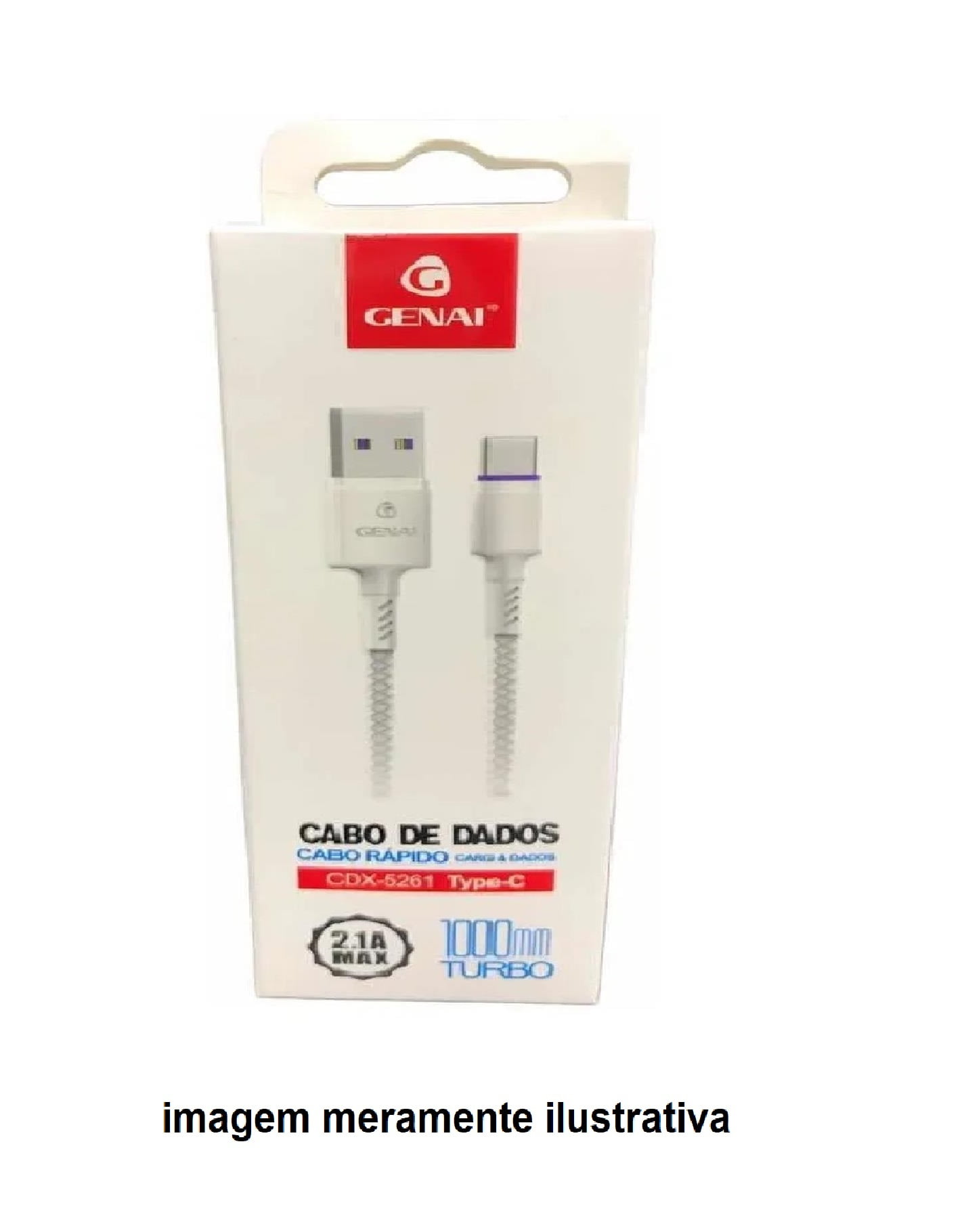 CABO USB P/ IPHONE LIGHTNING CARREGAMENTO DADOS GENAI 1000MM 2.1A TURBO