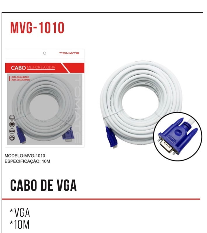 Cabo VGA VGA 10 Metros Tomate MVG-1010
