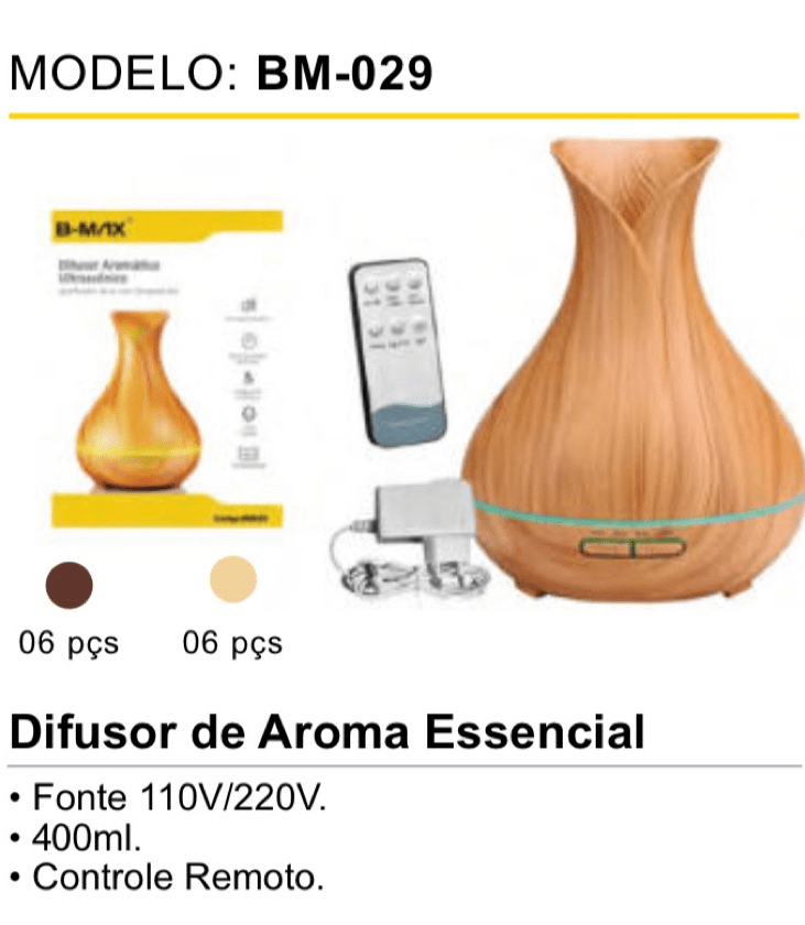 BM-029 Difusor de Aroma Essencial Ultrassônico