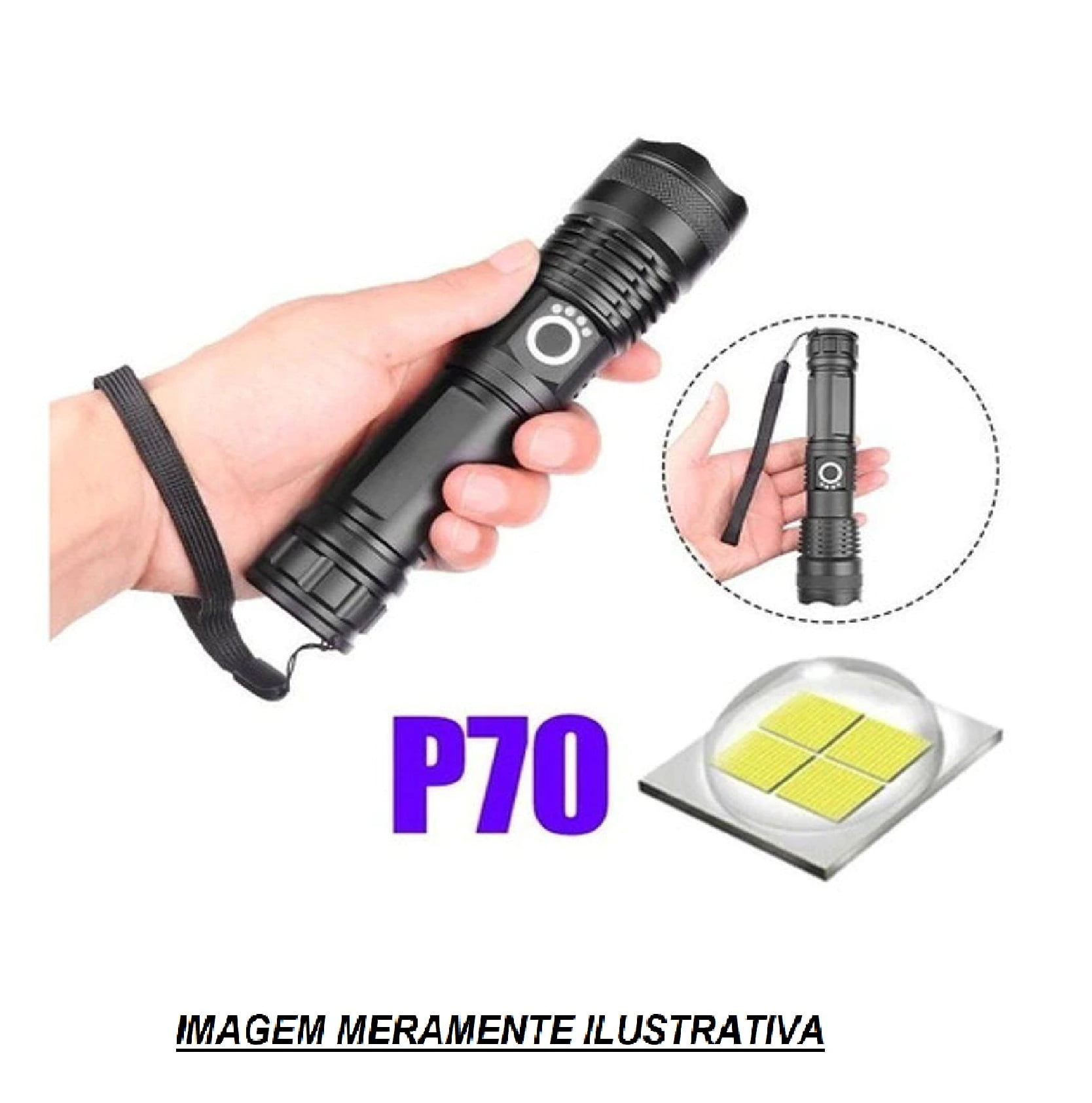Lanterna Tática Recarregável Led P70 Alta Brilho Ecooda Ec-6201