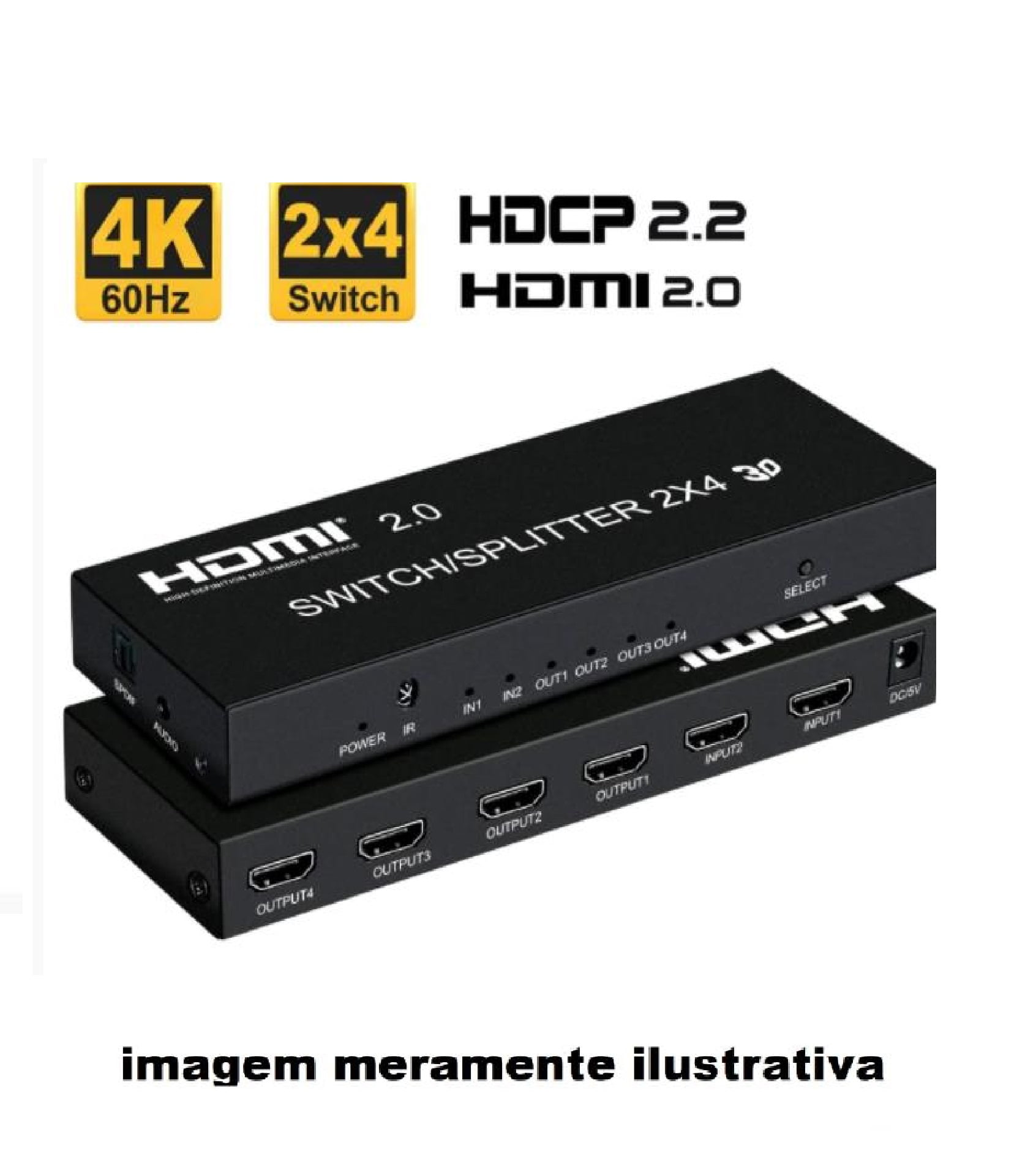 SWITCH/SPLITTER MATRIX 2X4 HDMI 2.0 3D FULL HD