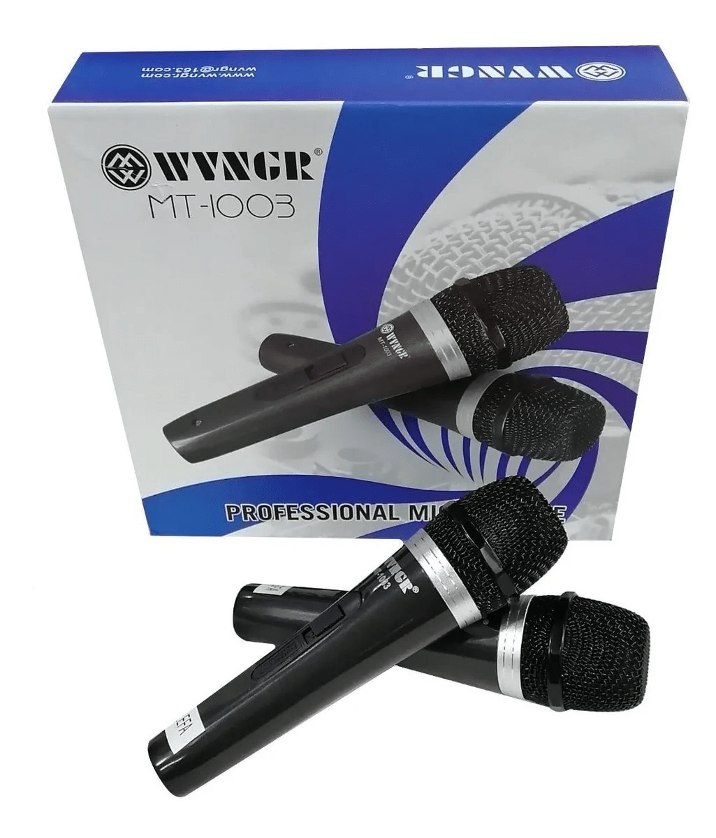 Microfone Duplo Profissional C/fio 5m Metal Le-1003