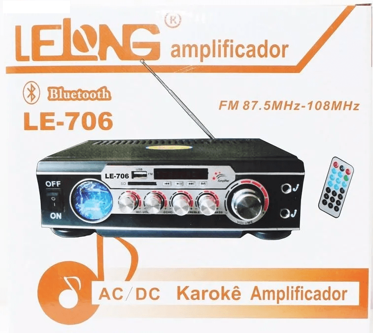 Amplificador de Som Receiver Ambiente Karaokê Áudio Stereo