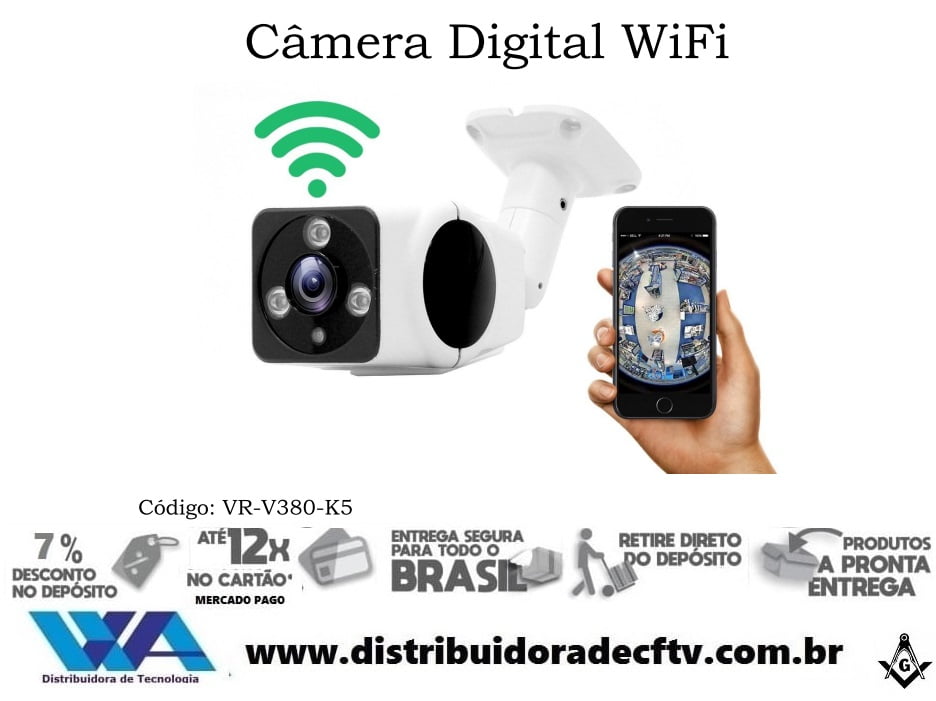 Camera de segurança e cftv ip wi-fi infra vermelho 1.3mp - 960p (1280x960p) VR-V380-K5