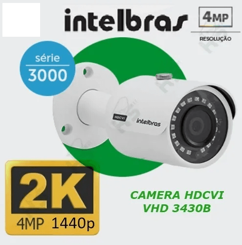 Camera Intelbras Hdcvi Vhd 3430b Bullet 3.6 4mp 1440p 2k - original e com nosta fiscal