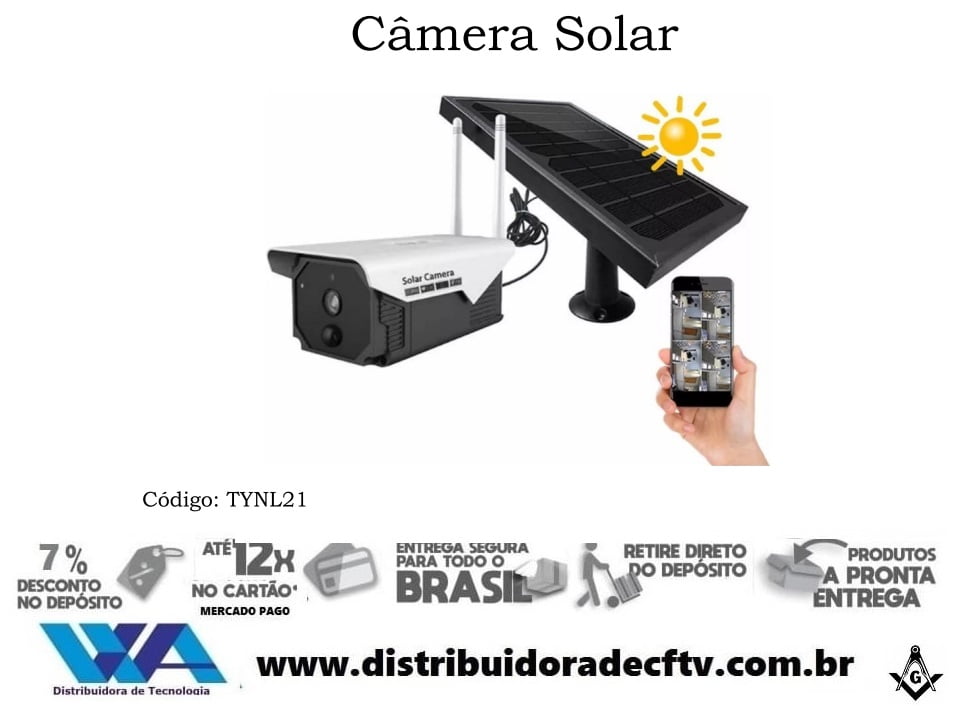 Camera ip wi-fi com sistema de alimentação solar TYNL21 sem fio alta definição com bateria inclusa a prova de água