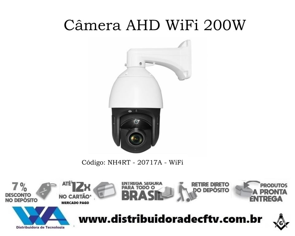 Câmera speed dome ip wi-fi de cftv e segurança zoom optico 30X ir de 200 metros NH4RT-20717A