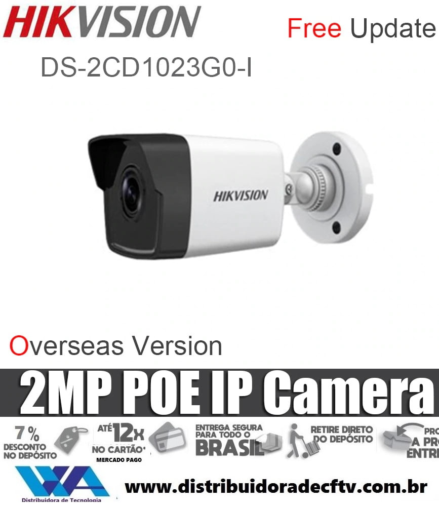 Câmera de segurança Hikvision IP Full HD DS-2CD1023G0-I IR 30m 2MP