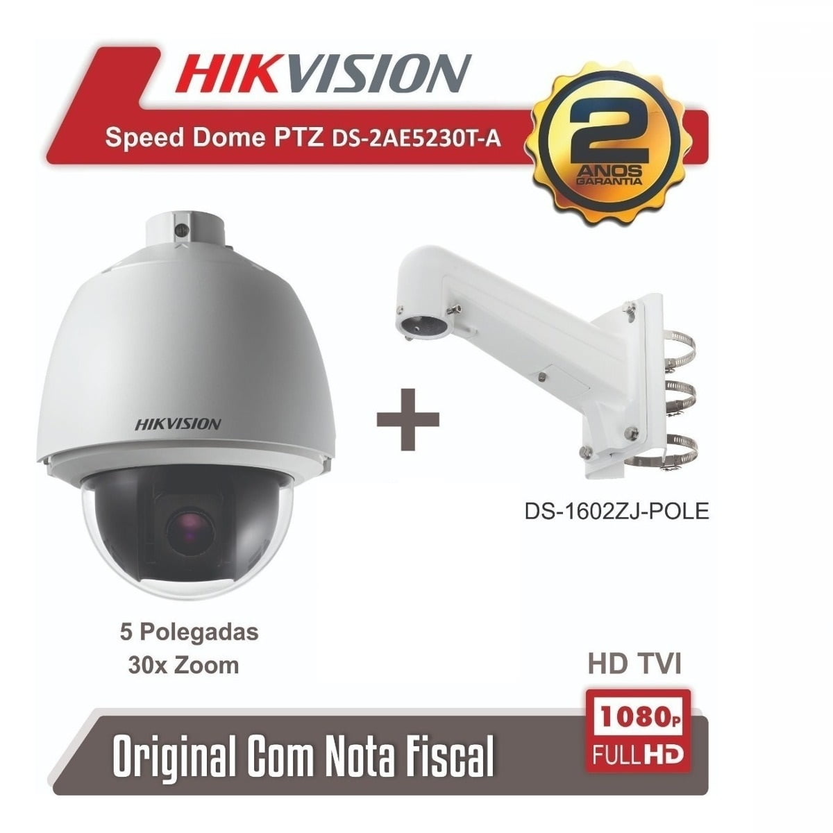 Speed Dome hikvision DS-2AE5230T-A  StarLight Full Hd 1080P, 30X zoom Optico, 16X Zoom Digital, Infra Vermelho