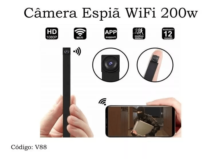Mini Câmera Ip Wi-fi Espiã 200w V88