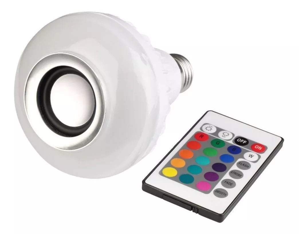 Lampada Luz Led Rgb Bluetooth Caixa Som Controle Remoto