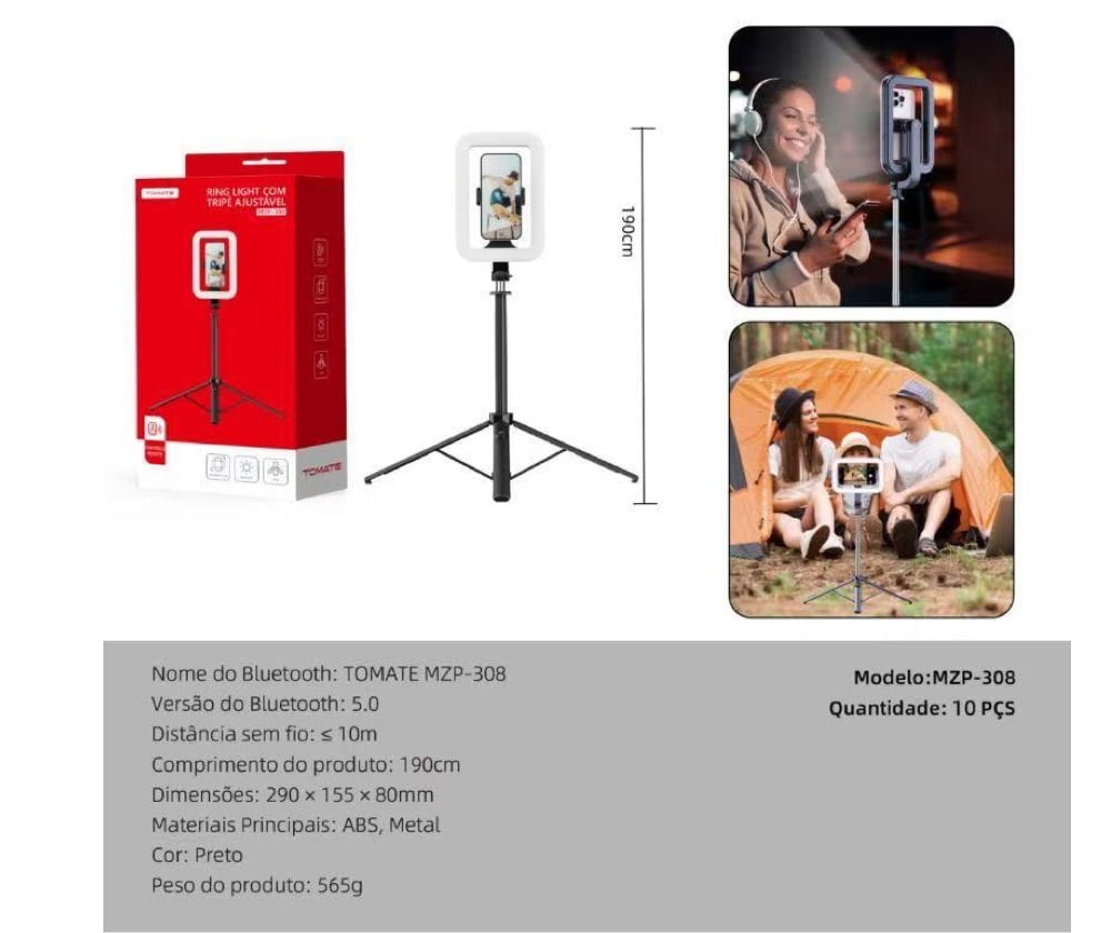 Luz LED Bluetooth Tomate MZP-308 com Iluminação RGB