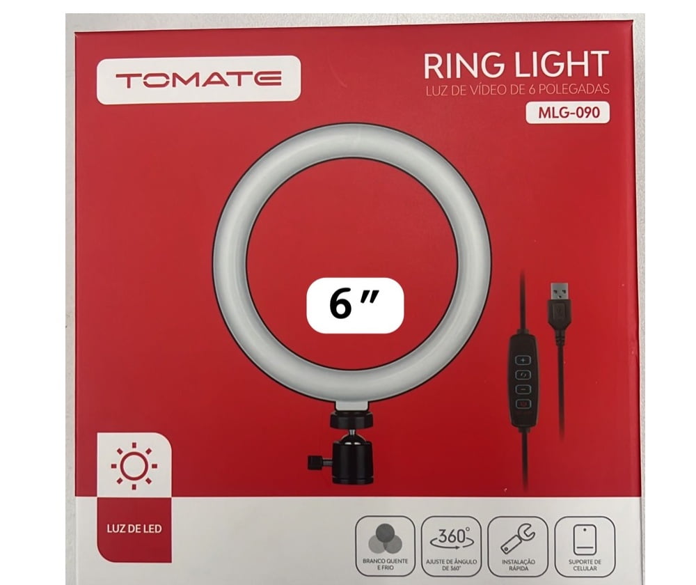 Ring Light 6 Polegadas Tomate MLG-090 36 LEDs USB