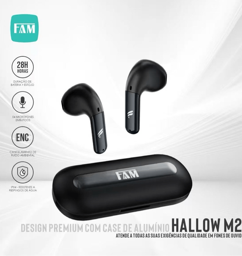 TM01 Fone de Ouvido Bluetooth 5.1 TWS Premium Wireless com Luz LED
