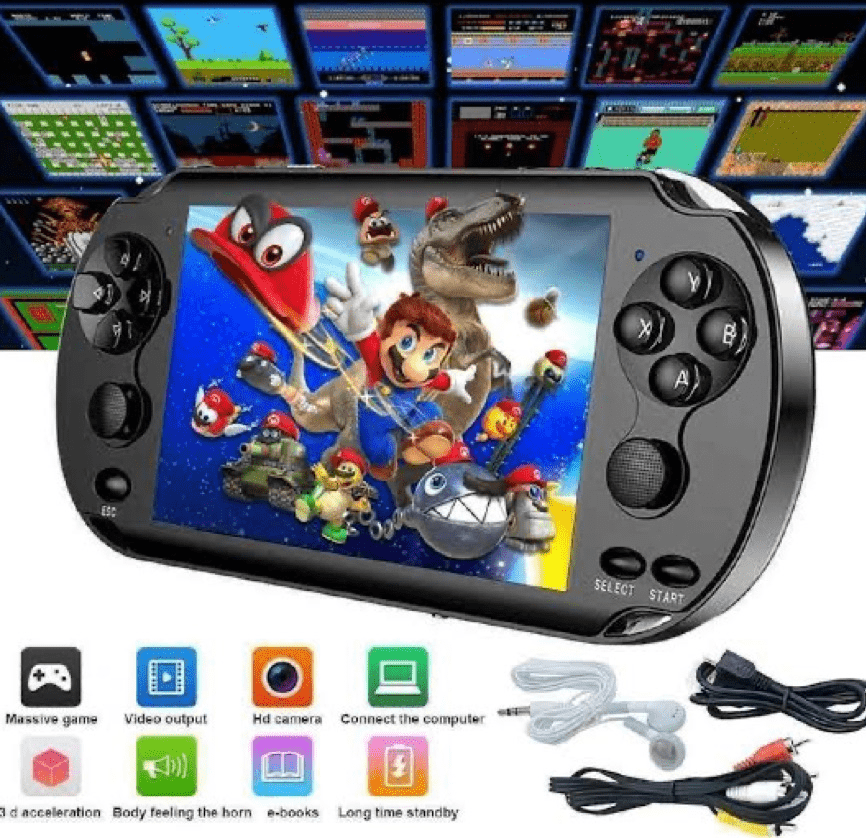 PSP Mini 4.3” 64GB Preto – Video Game Portátil Retrô com 10.000 Jogos Clássicos