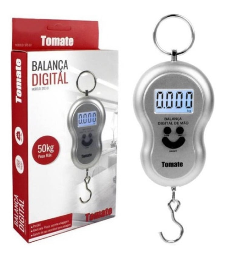 Balança Digital de Mão com Gancho Até 50kg Tomate STC-01