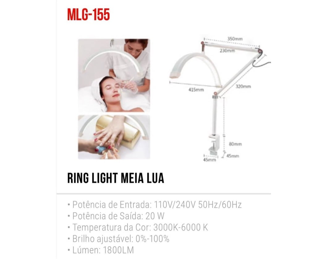 Luminária LED Meio Lua 20W Tomate MLG-155 3000K a 6000K