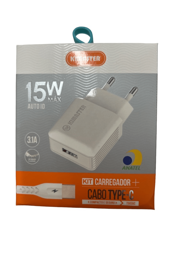 Carregador de celular Fonte kimaster 15W + CABO USB-C T503UC
