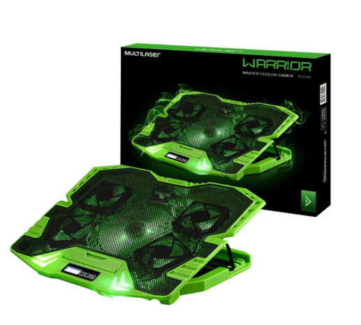 Base Gamer Warrior Master Cooler para Notebook com 5 FAN e Led Verde- AC292