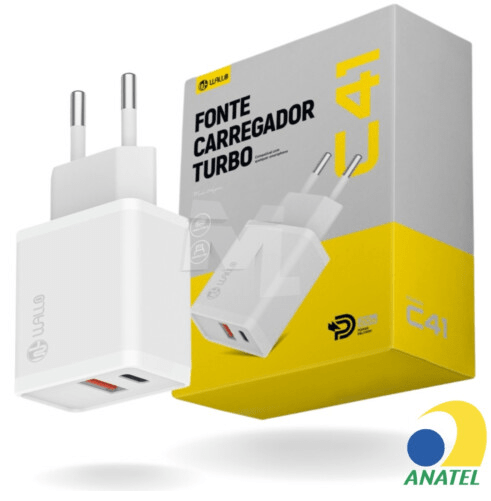 Carregador Turbo PD 20W com Entrada Usb + Type-C WALLO - C41