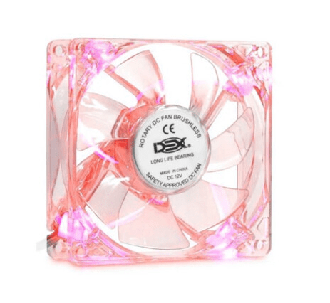 Cooler Fan 80mm Transparente com Led Vermelho Alta Pressão Dex - DX-8T