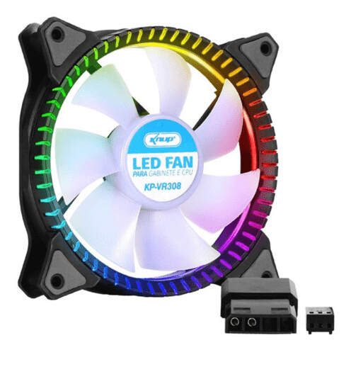 Cooler Fan Led RGB 7 Pinos 120mm p/ Gabinete 1500 Rpm Knup - KP-VR308