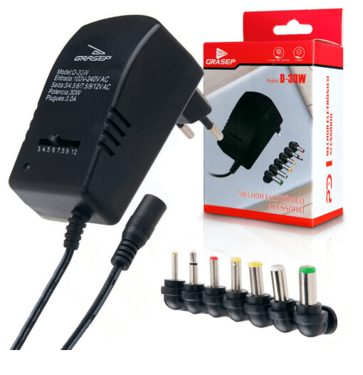 Somos importador e distribuidor de Fonte De Alimentação Universal Bivolt 30w 6 Plugs Grasep - D-30W