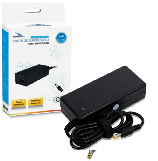 Somos importador e distribuidor de Fonte de Notebook para Samsung 65W 19V 3.16A 5.5x3.0mm Knup - KP/D-520