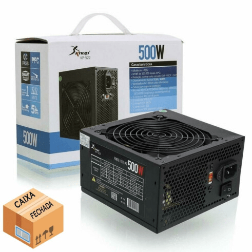 Fonte Gamer ATX 500W Silenciosa Bivolt Manual KNUP - KP-522 10 UNIDADES