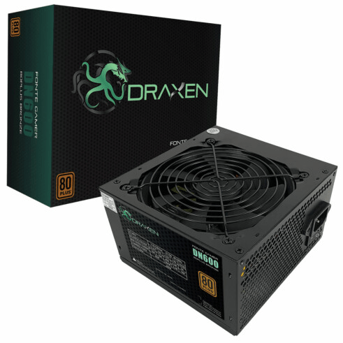 Fonte Gamer ATX 600W Draxen 80 Plus Bronze PFC Ativo - DN600/BRONZE