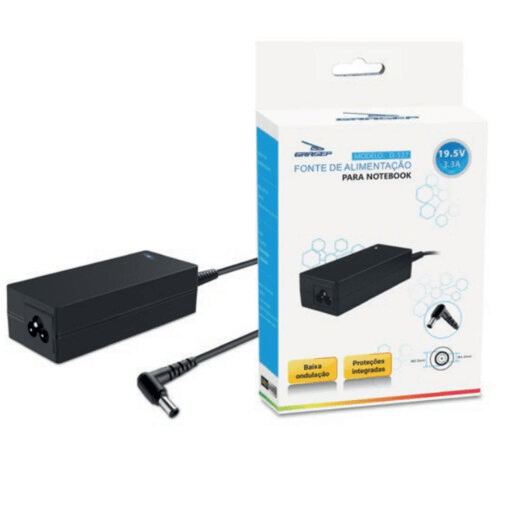 Somos importador e distribuidor de Fonte para Notebook Sony 65W 19.5V 3.3A - Pino 6.5mm x 4.4m Knup - KP/D-537