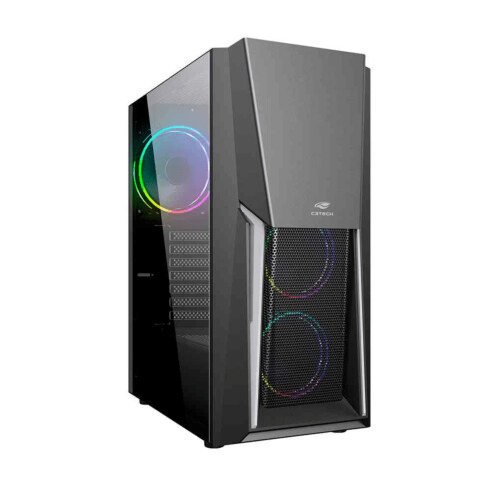 Gabinete Gamer C3Tech Mid Tower com 2 Fans S/ Fonte - MT-G670SBK