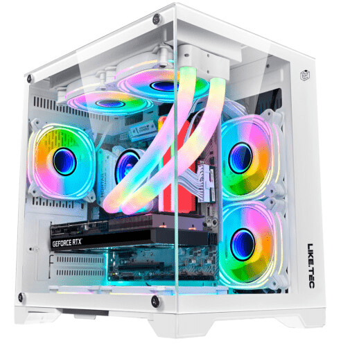 Gabinete Gamer Cube Mad Rock Snow Micro Atx Com 4x FAN RGB - Liketec