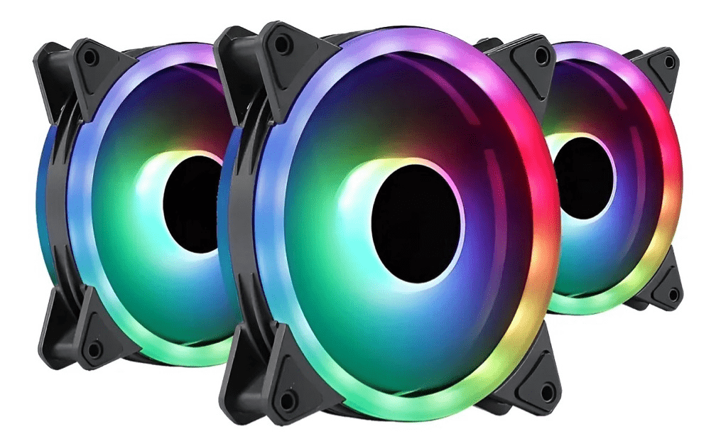 Kit 3 Cooler Fan 120mm para Computador com LED RGB C1293 Transparente
