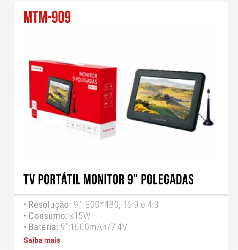 TV Portátil 9 Polegadas Tomate MTM-909 LED com TV Digital