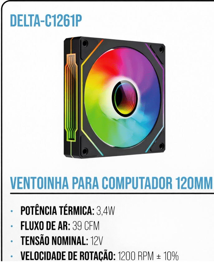 Ventoinha para Computador 120mm Delta C1261P