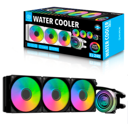 Water Cooler p/ Processador Intel AMD Preto 3 Fans Led RGB HOOPSON - CL-240P