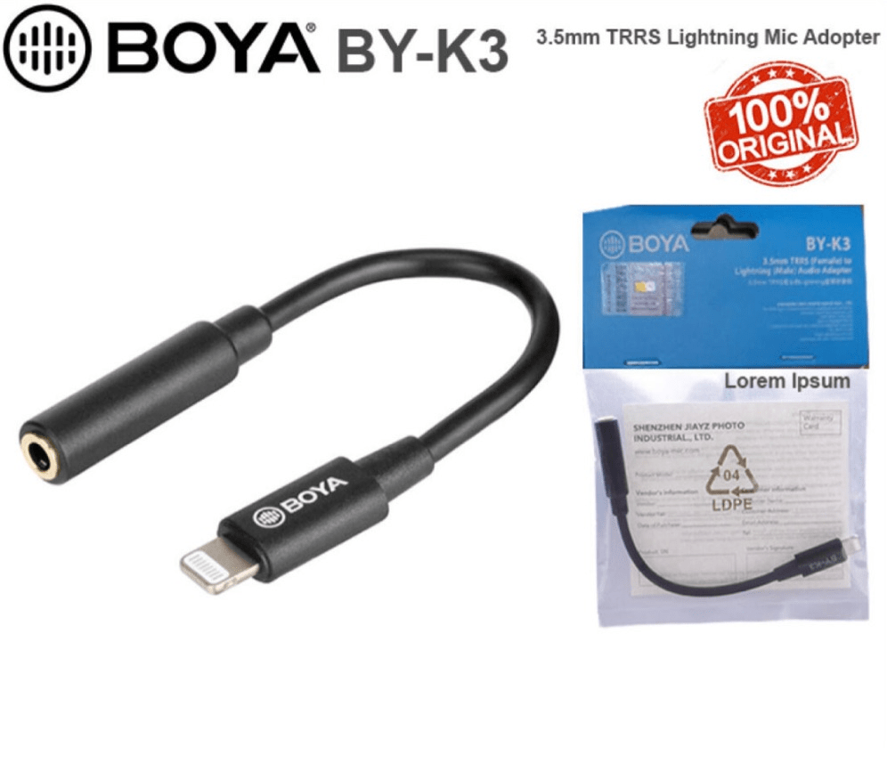Adaptador BOYA BY-K3 3.5mm TRRS para Lightning