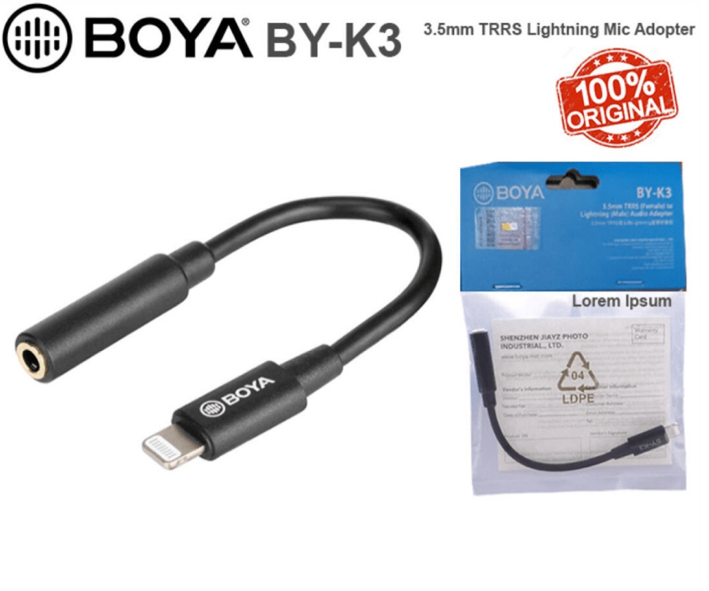 Adaptador Boya By-k3 Trrs De 3,5 Mm Lightning Para Microfone