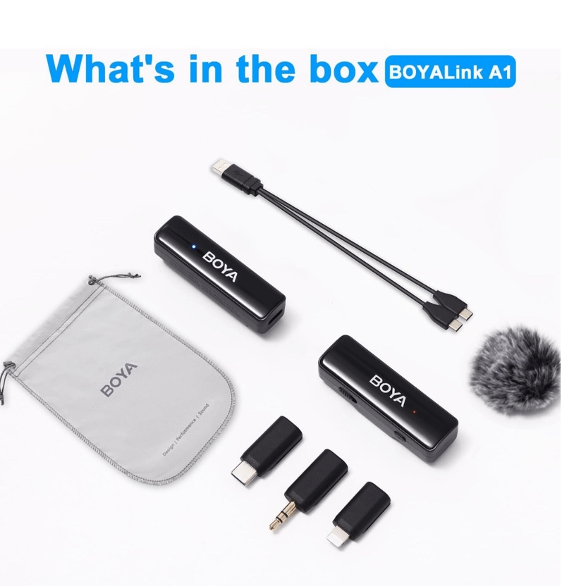 Microfone BOYA Boyalink A1 Sem Fio para Vlogging e Entrevistas