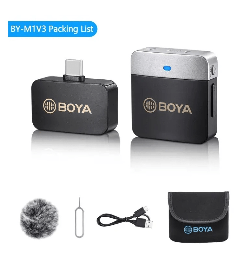 Microfone BOYA BY-M1V3 USB-C Sem Fio 2.4GHz