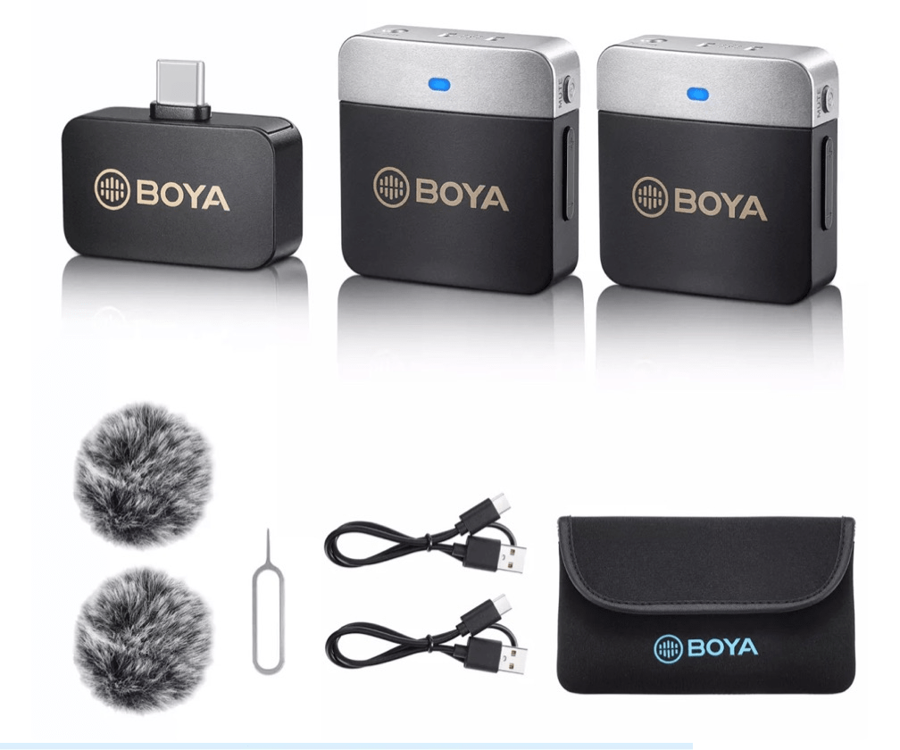 Microfone BOYA BY-M1V4 Sem Fio USB-C Lapela 2.4GHz